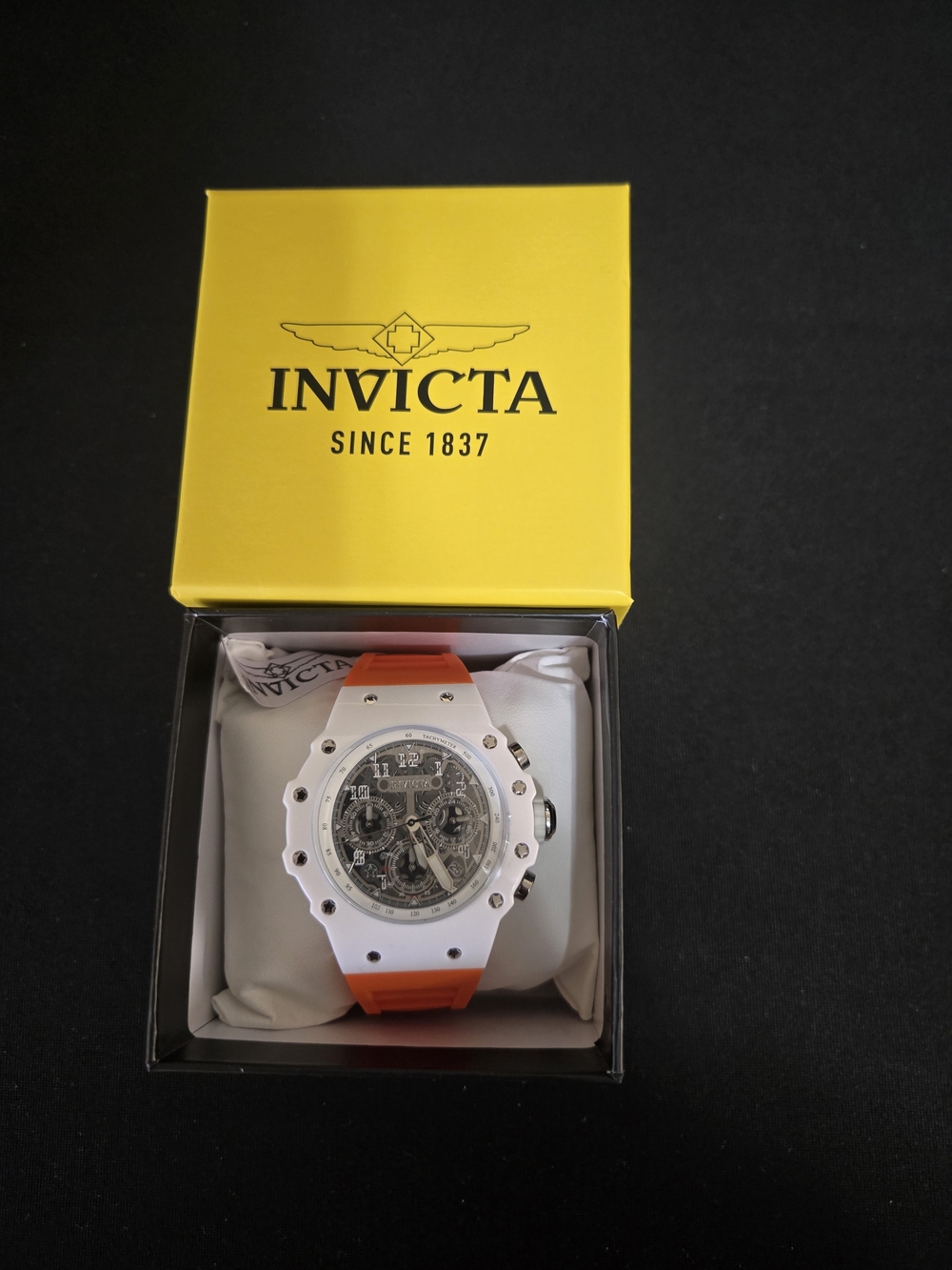 Invicta White & Orange Chronograph Watch